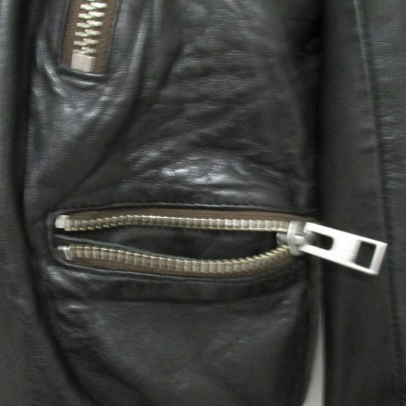 ALL SAINTS MEN'S SANDERSON BLACK LEATHER BOMBER JACKET SIZE XL - Picture 6 of 13
